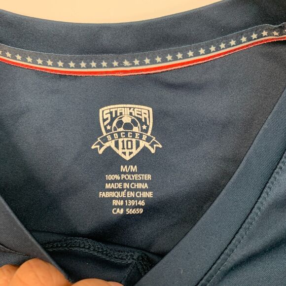 Striker Soccer Team USA T Shirt Mens M Medium Navy Blue V Neck Short Sleeve - Picture 6 of 13